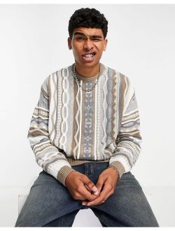 oversized sweater with textured pattern in beige