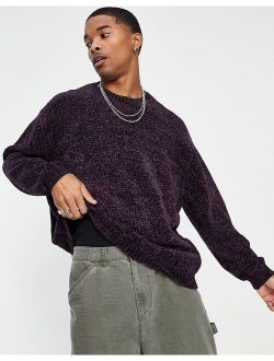knit chenille sweater in purple