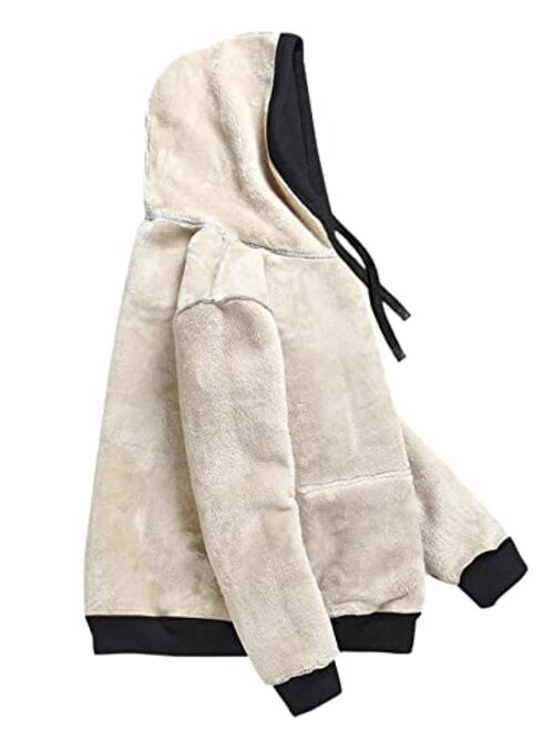 Haellun Womens Casual Winter Warm Fleece Sherpa Lined Pullover Hooded Sweatshirt