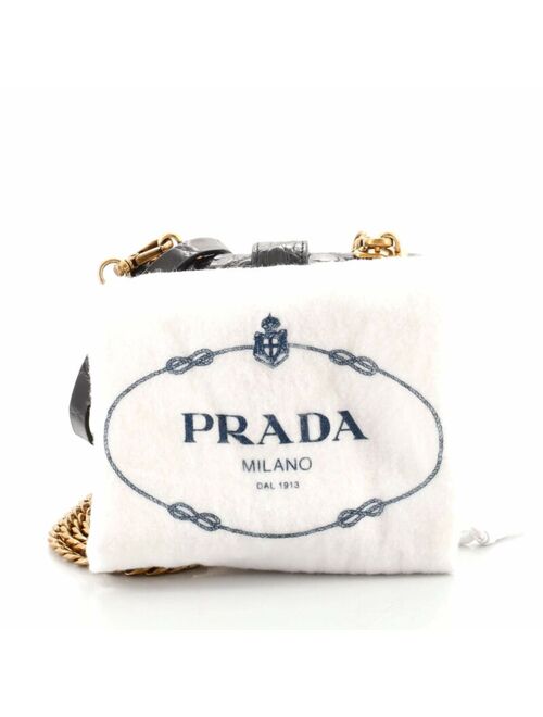 Prada Cahier Chain Crossbody Bag Velvet with Crocodile Micro