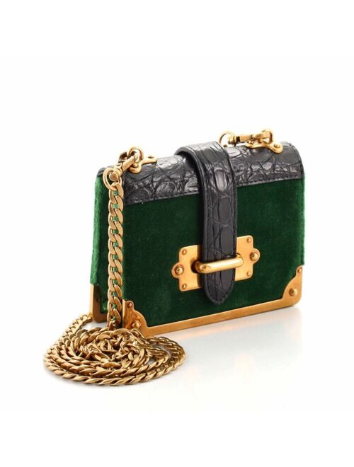 Prada Cahier Chain Crossbody Bag Velvet with Crocodile Micro