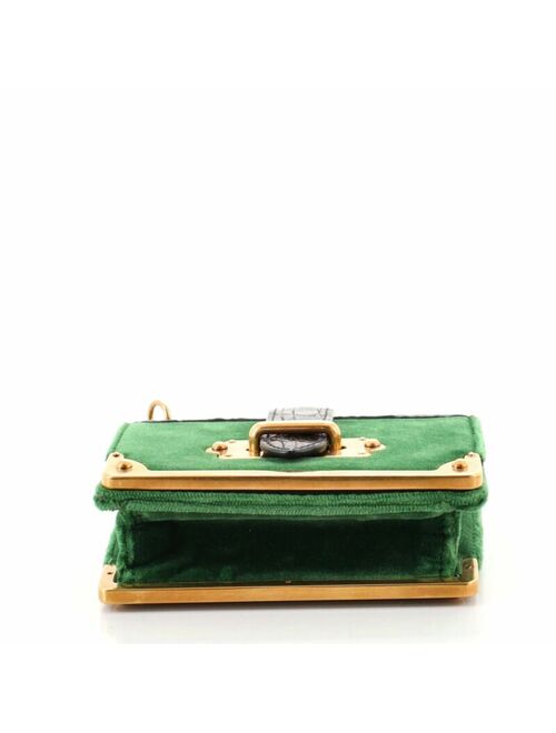 Prada Cahier Chain Crossbody Bag Velvet with Crocodile Micro