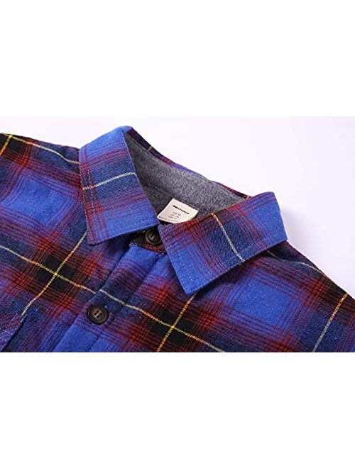ZENTHACE Women's Thermal Fleece Lined Plaid Button Down Flannel Shirt Jacket