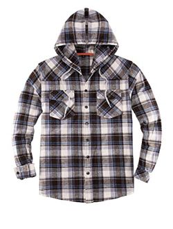 ZENTHACE Mens Flannel Jacket with Hood,Plaid Flannel Shirt Jackets with Hand Pockets（Not Paper Thin）