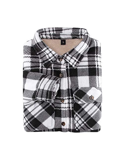 ZENTHACE Women's Sherpa Lined Plaid Flannel Shirt Jacket,Button Down Flannel Jac(All Sherpa Lining