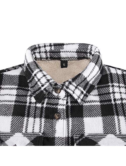 Buy ZENTHACE Women's Sherpa Lined Plaid Flannel Shirt Jacket,Button ...