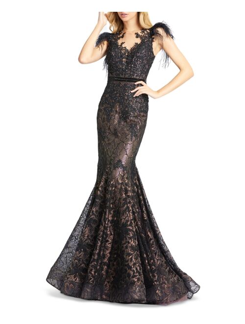 Buy MAC DUGGAL Embellished Illusion-Neck Gown online | Topofstyle