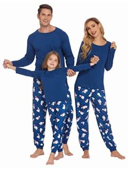 Family Matching Pajamas Christmas Sleepwear Long Sleeve Sleep Shirt with Plaid Pants Soft Loungewear Pjs Set S-XXL