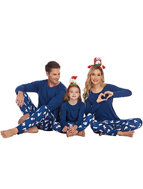 Ekouaer Family Matching Pajamas Christmas Sleepwear Long Sleeve Sleep Shirt with Plaid Pants Soft Loungewear Pjs Set S-XXL