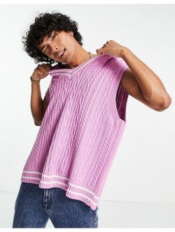 cable knit cricket vest in pink