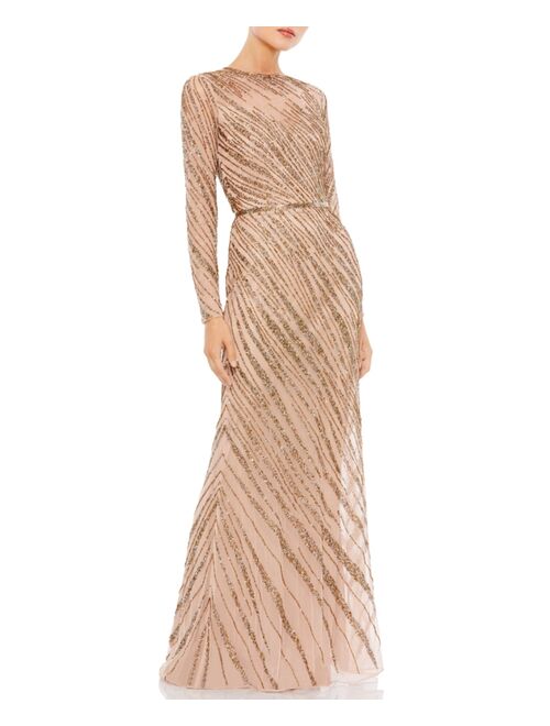 MAC DUGGAL Embellished Mesh Gown