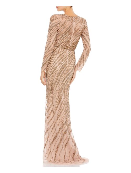 MAC DUGGAL Embellished Mesh Gown