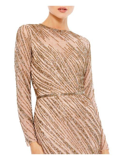 MAC DUGGAL Embellished Mesh Gown