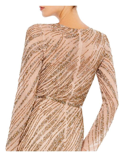 MAC DUGGAL Embellished Mesh Gown