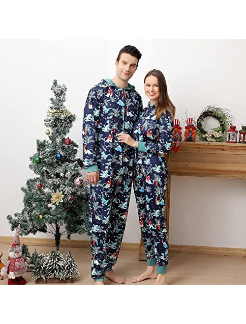 Matching Christmas Onesies Pajamas for Family, Holiday PJs for Women/Men/Kids/Couples/Adult, Vacation Cute Printed Loungewear