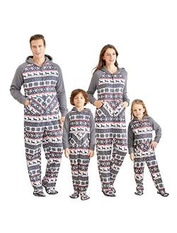 IFFEI Matching Family Footed Pajamas Hoodie Sleeper Christmas PJ's Festival Snowflake Plush Cozy Warm Onesie