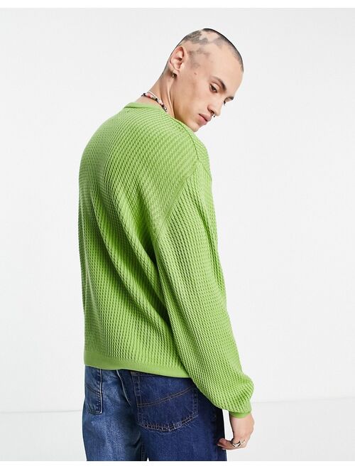 Asos Design oversized cable knit sweater in sage green