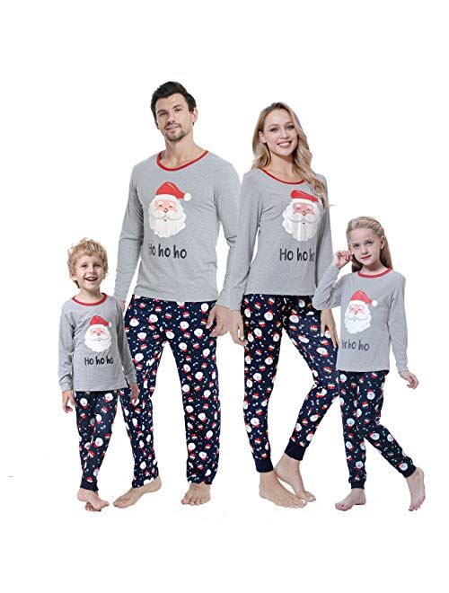 MyFav Christmas Pajamas for Family Cute Snowman Print Long Sleeve PJS Set