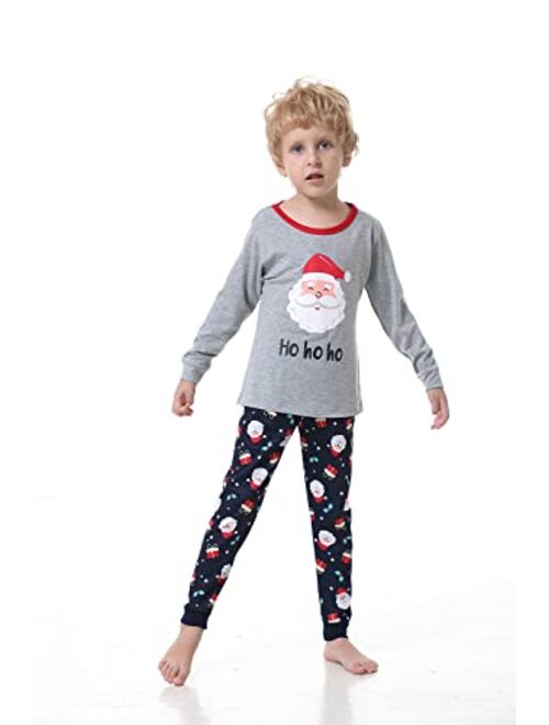 MyFav Christmas Pajamas for Family Cute Snowman Print Long Sleeve PJS Set