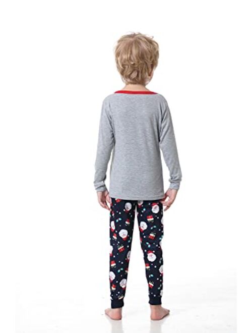 MyFav Christmas Pajamas for Family Cute Snowman Print Long Sleeve PJS Set
