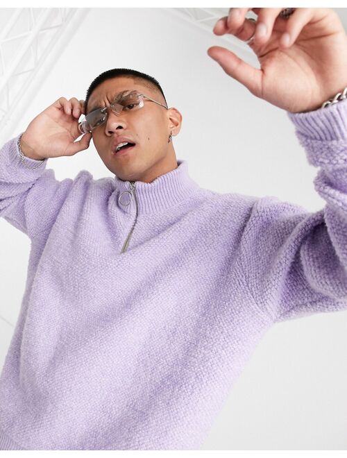Asos Design knitted half zip sweater in plush texture