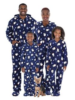 SleepytimePJs Family Matching Fleece Hooded Footed Onesie Pajamas
