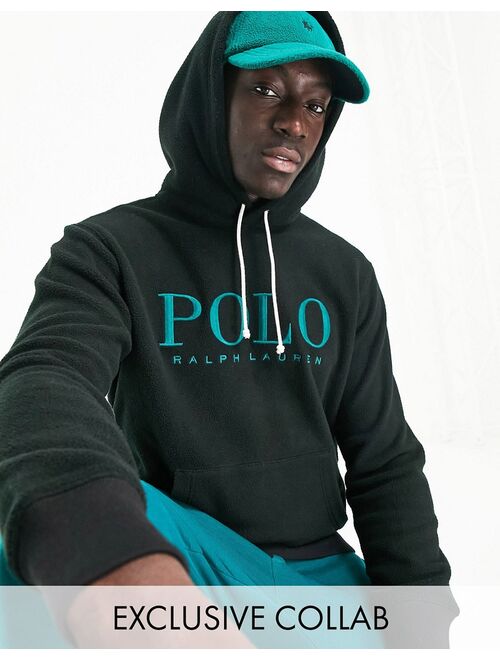 Polo Ralph Lauren x ASOS exclusive collab polar fleece hoodie in black with chest logo