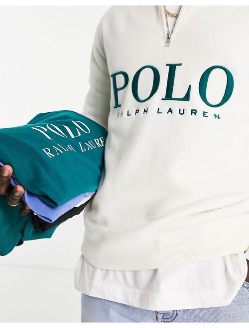 Polo Ralph Lauren x ASOS exclusive collab polar fleece half zip in cream with chest logo