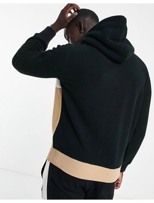 Polo Ralph Lauren x ASOS exclusive collab polar fleece hoodie in tan/black color block with chest panel logo