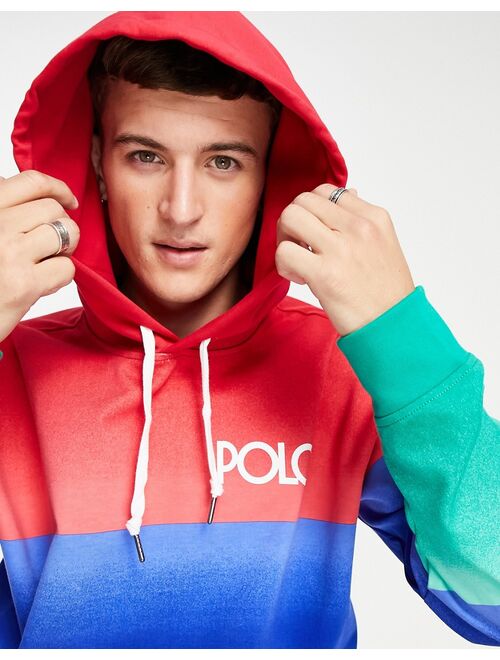 Polo Ralph Lauren logo front gradient ombre stripe hoodie in multi