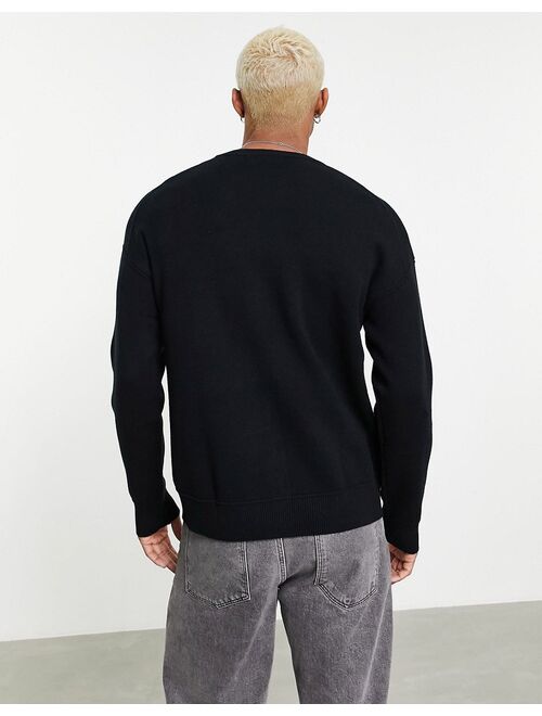 Bershka oversized crew neck in black