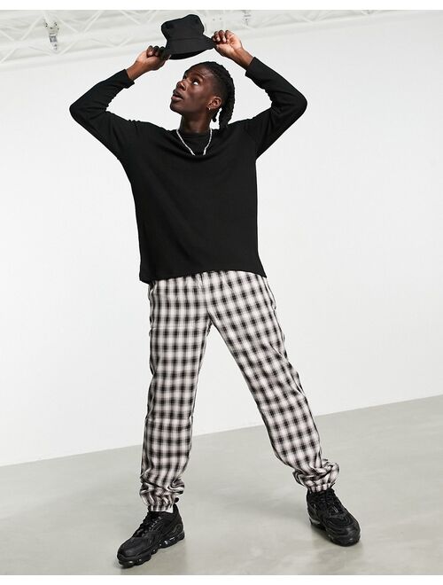 Bershka oversized rib crew neck in black