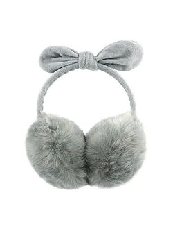 Women Winter Earmuffs Girl Ski Adjustable Ear Covers for Kid Cute Bow Ear Warmer Outdoor Earmuff Fleece Lining