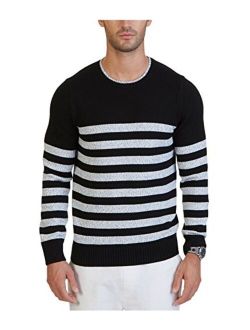 Men's Long Sleeve Stripe Crewneck Sweater