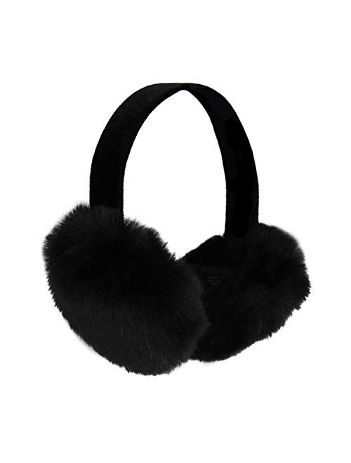 surell Faux Mink Earmuff with Black Velvet Comfort Band - Fake Fur Winter Accessory - Warm Fashion Ear Muff - Stylish Ear Warmers - Soft Fuzzy Headwarmer - Fluffy