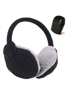 ZLYC Womens Girls Winter Warm Adjustable Knitted Ear Warmers Foldable Earmuffs 