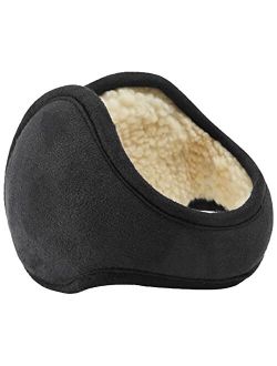 Caistre Winter Warm Outdoor Earmuffs, Foldable Ear Warmers Knit Furry Fleece Ear Muffs for Women Men