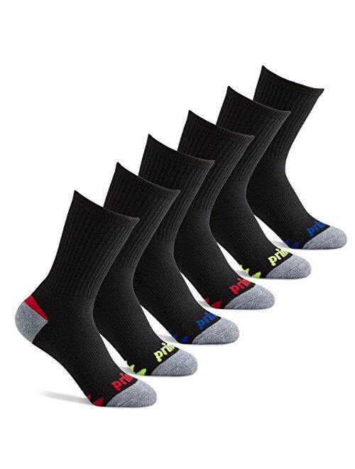 Prince Boys' Crew Length Athletic Socks with Cushion for Active Kids (6 Pair Pack)