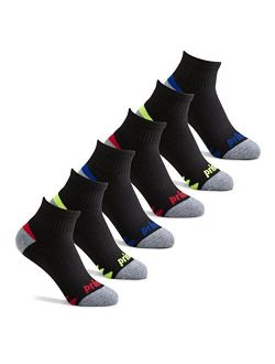 Prince Boys' Quarter Length Athletic Ankle Socks with Cushion for Active Kids (6 Pair Pack)