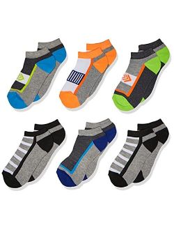 Jefferies Socks Boys' Big Sporty Athletic Low Cut Half Cushion Socks 6 Pair Pack
