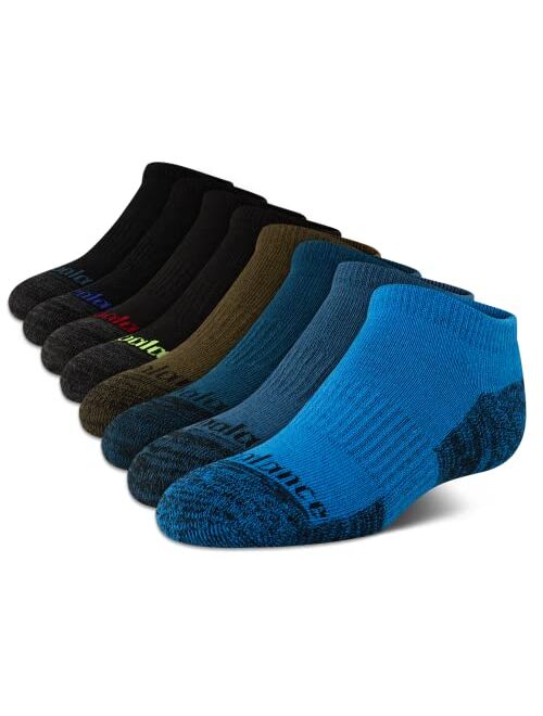 New Balance Boys' Performance No Sweat Low Cut Socks with Arch Support (8 Pack)