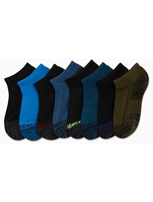 New Balance Boys' Performance No Sweat Low Cut Socks with Arch Support (8 Pack)
