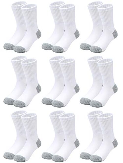 Cooraby 15 Pack Boys' Crew Socks Classics Ribbed Support Athletic Kids Socks