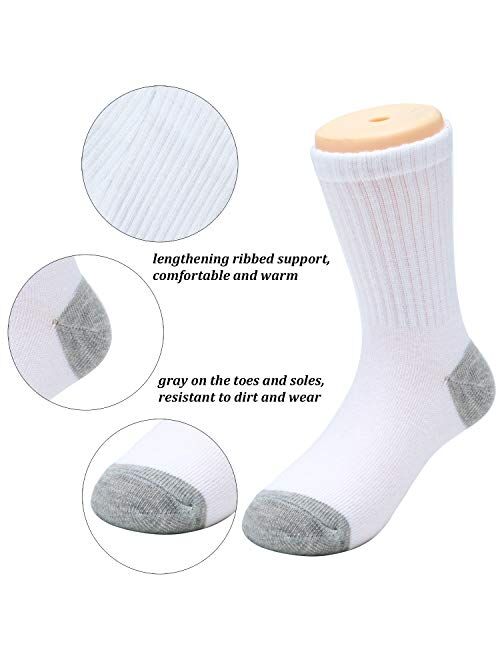 Cooraby 15 Pack Boys' Crew Socks Classics Ribbed Support Athletic Kids Socks
