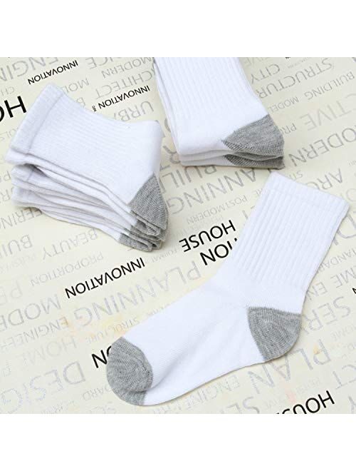 Cooraby 15 Pack Boys' Crew Socks Classics Ribbed Support Athletic Kids Socks
