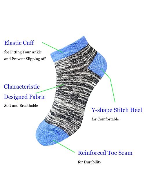 Tsmollyu 15 Pairs Kids Low Cut Socks Half Cushion Sport Ankle Athletic Socks for Boy Girl