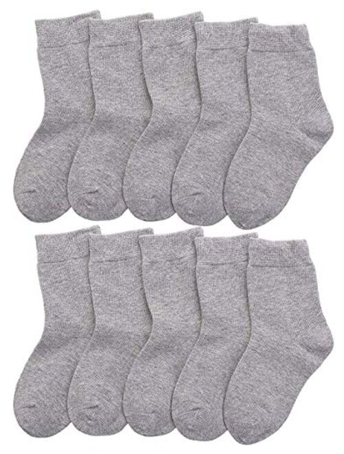 CHUNG Toddler Boys Girls 10/12 Pairs Athletic Cotton Basic Crew Socks Autumn School Uniform Casual Sports