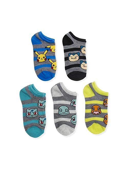 Pokemon Boys 5 Pack No Show Socks