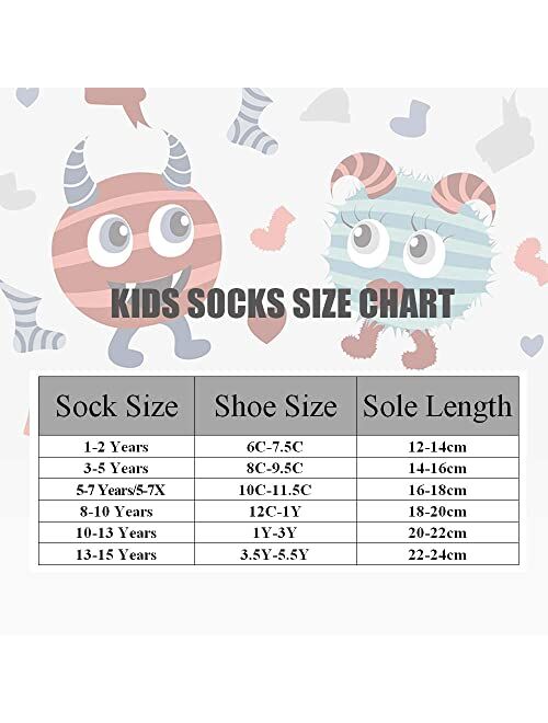 Moon Tree Boys Seamless Toe Socks Kids Cotton Crew Socks Colorful Quarter Socks