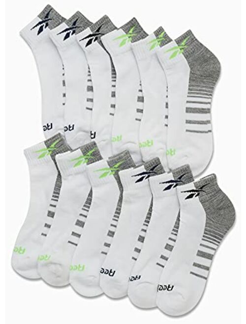 Reebok Boy's Cushioned Comfort Quarter Basic Socks With Reinforced Heel And Toe (12 Pack)